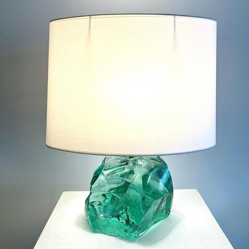 LAMPE EN VERRE VERT Circa  1970